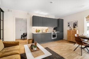 living room area with beautiful light hardwood installation in GTA